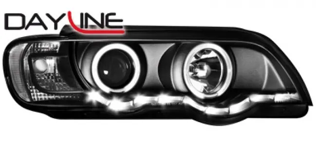 Bmw E53 X5 Projector Black Led Headlight W/Ccfl Angel Eyes 1