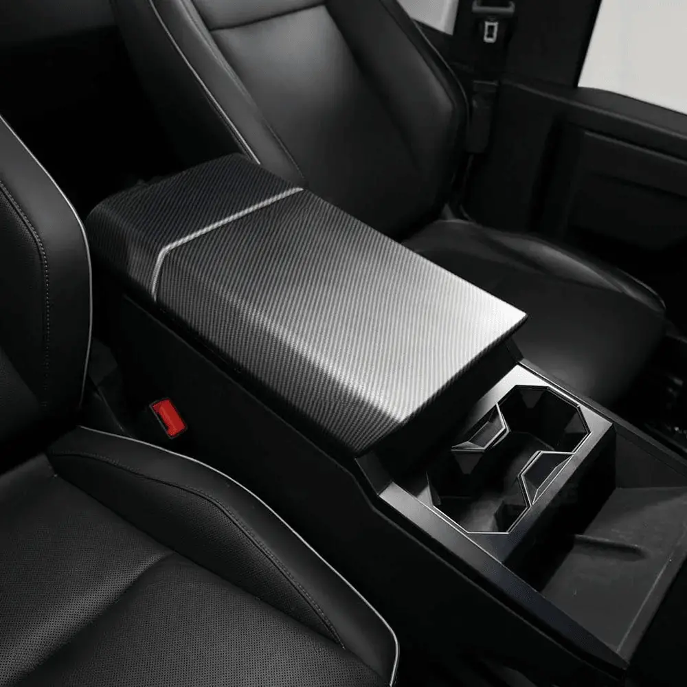 Cybertruck Armrest Carbon Fiber Style Abs Protective Trim Overlay 1