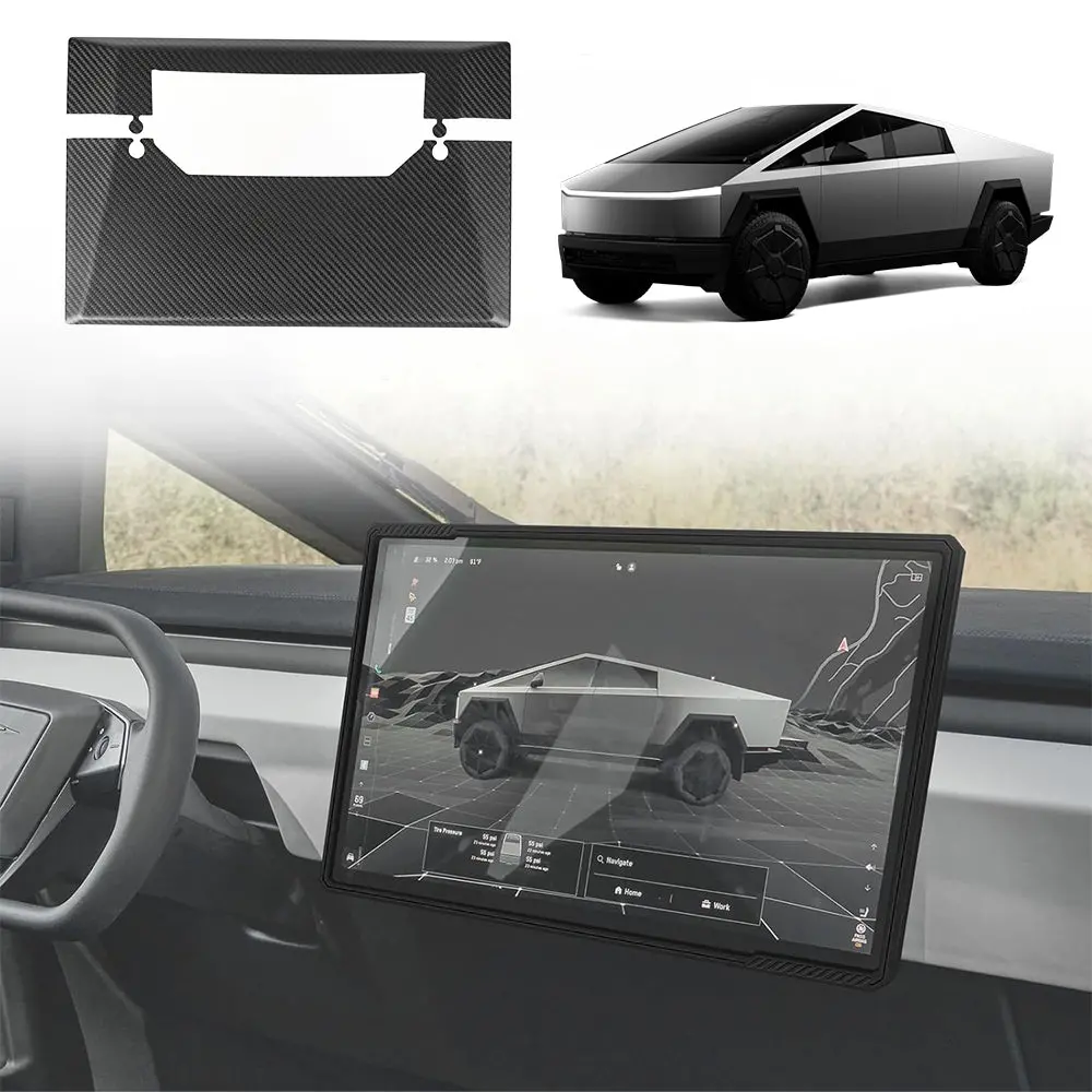 Cybertruck Display Back Overlay | Real Dry Carbon Fiber Center Screen Cover 1