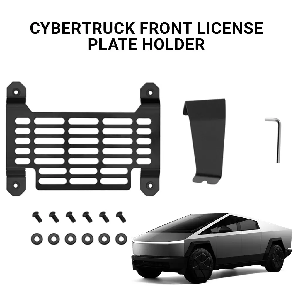 Cybertruck Front License Plate Holder | No-Drill, Anti-Theft Mounting Kit 1