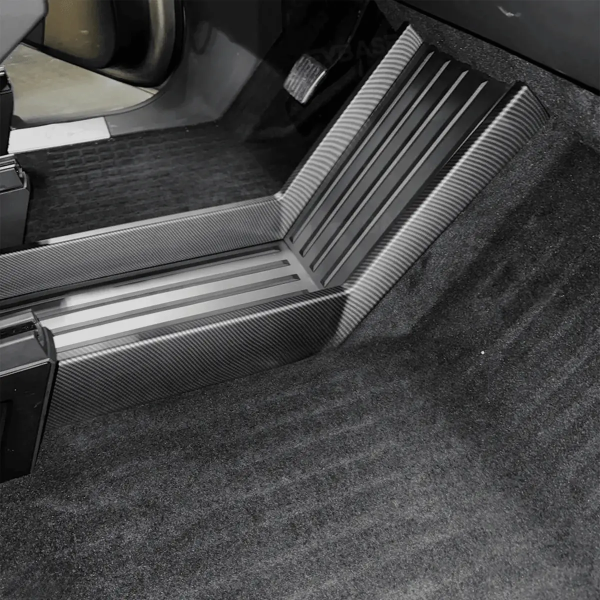 Cybertruck Lower Console Side Carbon Fiber Style Abs Protection 1