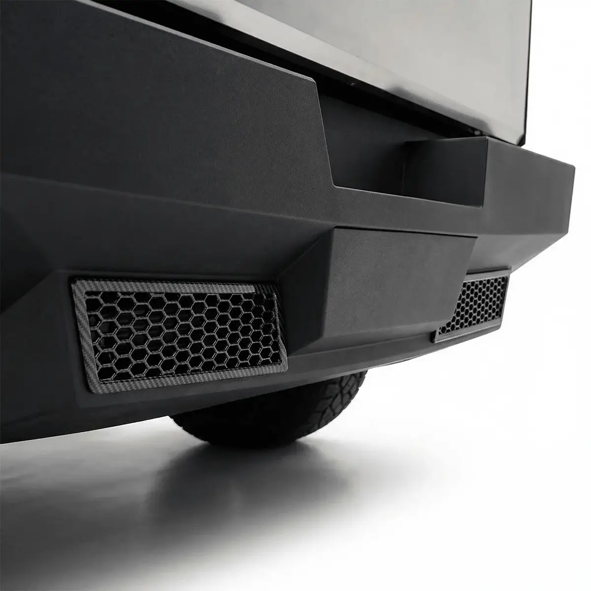 Cybertruck Rear Bumper Honeycomb Trim Cover – Carbon Fiber Style Protective Guard 1
