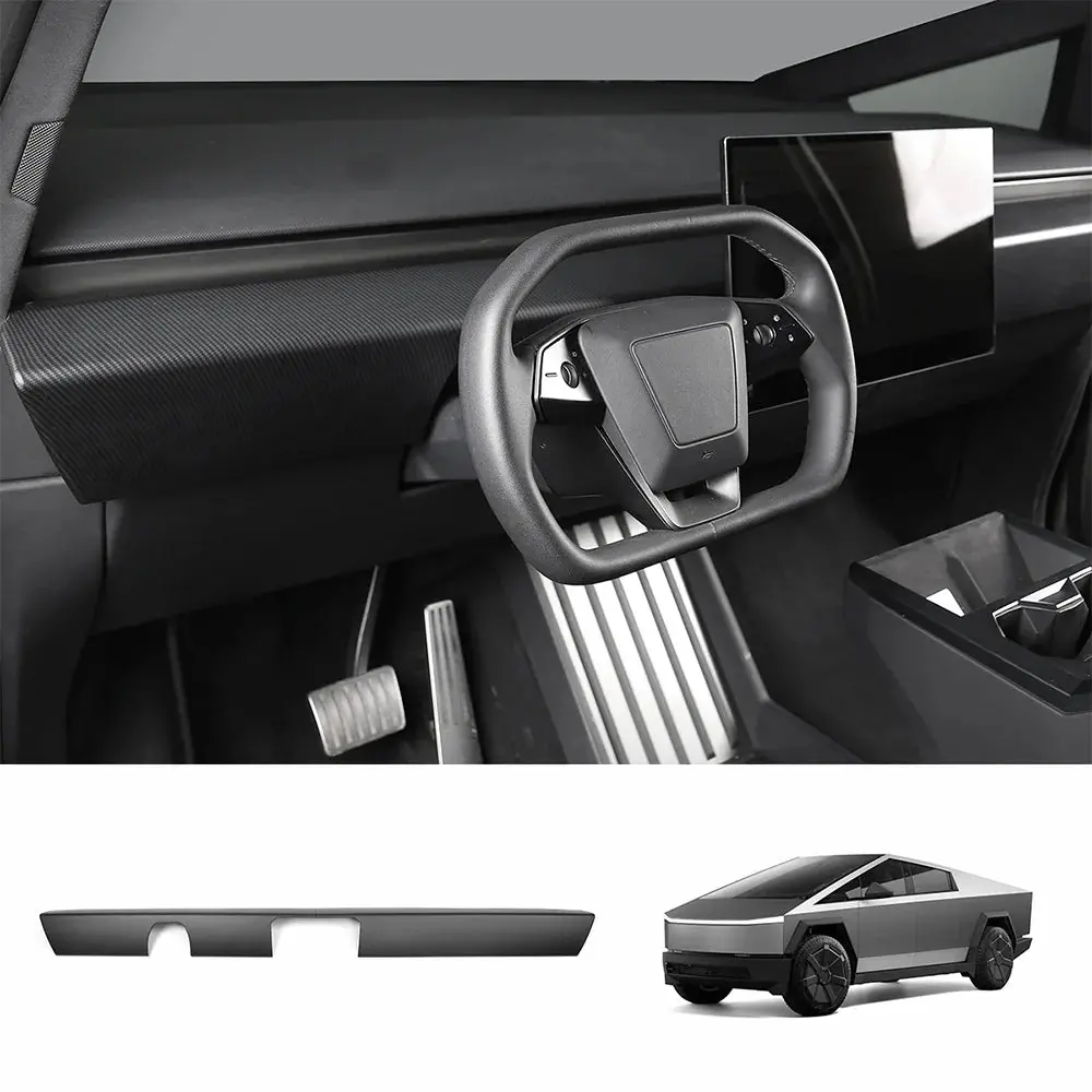 Dashboard Cover Real Carbon Fiber Trim Panel Protection For Cybertruck (2 Pcs) 1