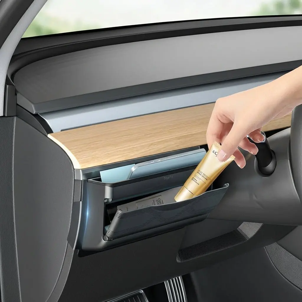 Dashboard Side Organizer For Tesla Model Y Juniper 2025+ Lhd – Mini Glove Box Storage 1