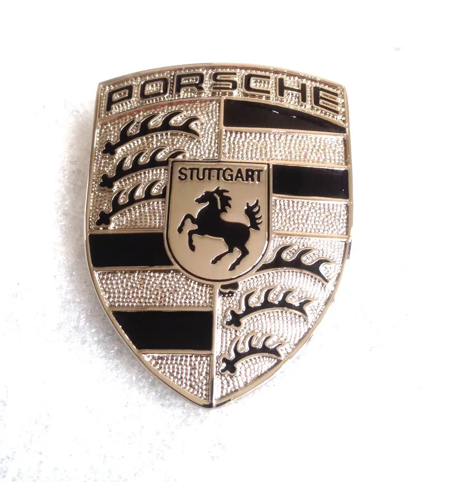 Front Hood / Bonnet (Gold & Black) Crest Emblem For Porsche 1