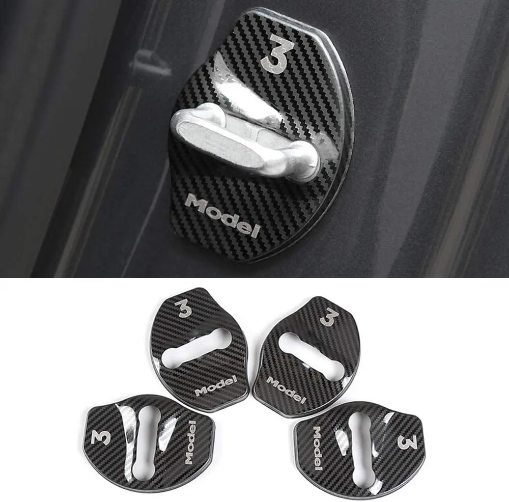 Door Lock Buckle Cover [4 Pcs] For Tesla Model 3 & Model Y 1
