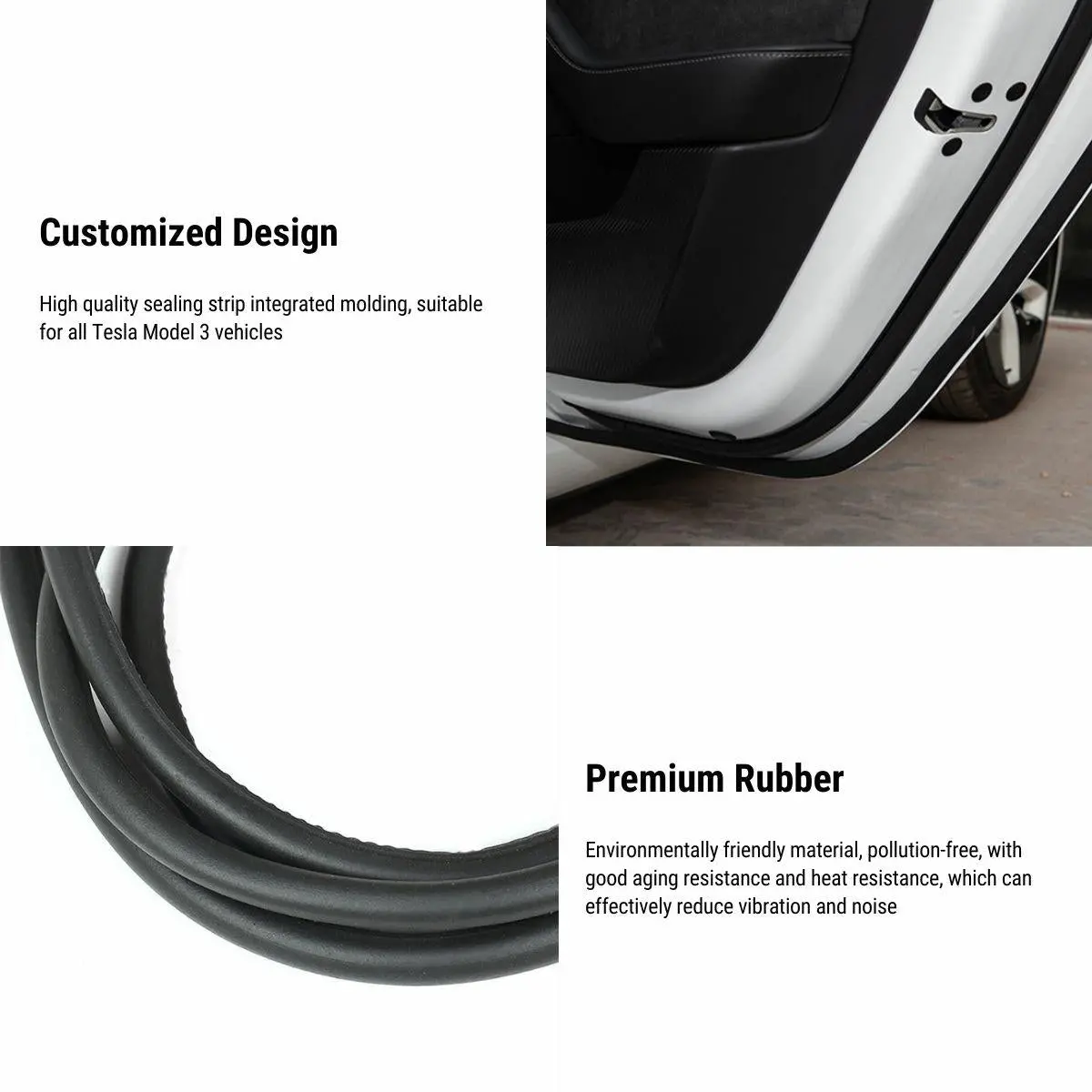 Door Rubber Sealing Strip Noise Reduction Kit For Tesla Model 3 Highland 1