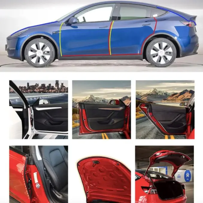 Epdm Door Seal Kit For Model Y | 8-Piece Full-Body | Noise Reduction | Weatherproof 1