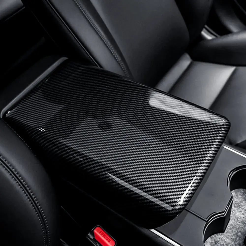 Dry Carbon Fiber Armrest Box Trim Cover For Cybertrunk 1