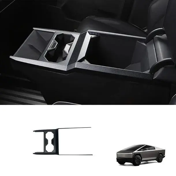 Dry Carbon Fiber Center Console Cup Holder For Cybertruck 1