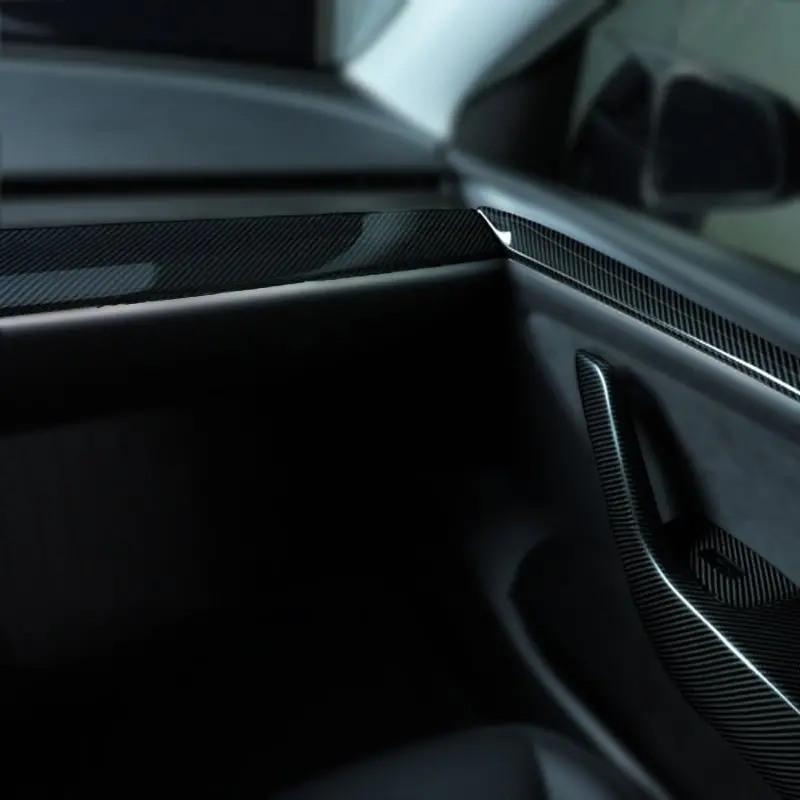 Dry Carbon Fibre Door Armrest Covers For Tesla Model Y / Model Y Juniper 4