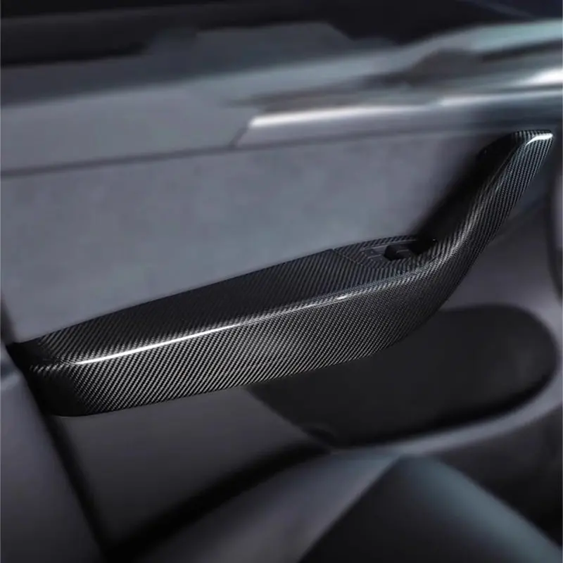 Dry Carbon Fibre Door Armrest Covers For Tesla Model Y / Model Y Juniper 1