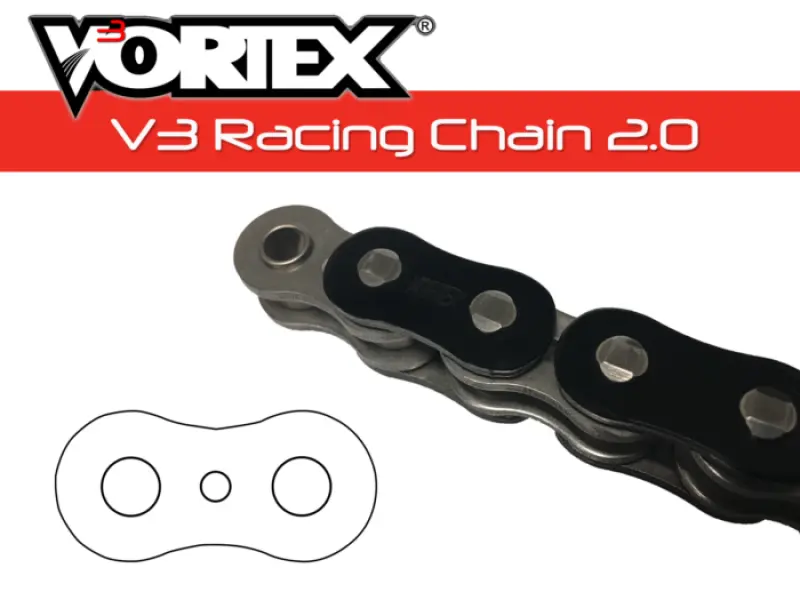 Vortex Racing V3 520Sx3-110 High-Performance Motorcycle Chain – 2.0-Pitch, Black Finish 1