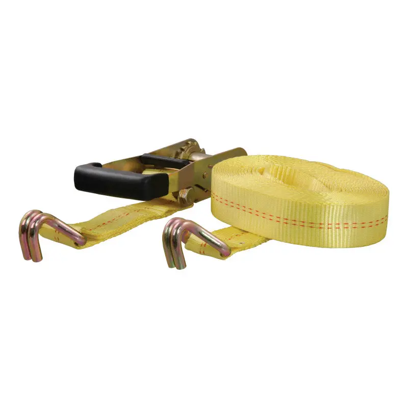 Curt Heavy-Duty Yellow Cargo Strap With J-Hooks – 27 Feet Long, 3,333-Pound Capacity 1