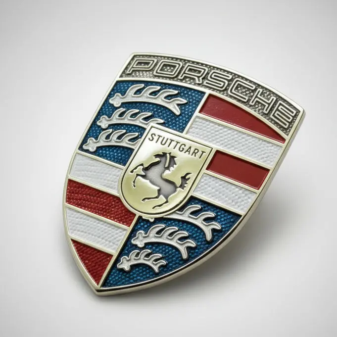Front Hood / Bonnet (Usa Blue, Red, & White) Crest Emblem For Porsche 1
