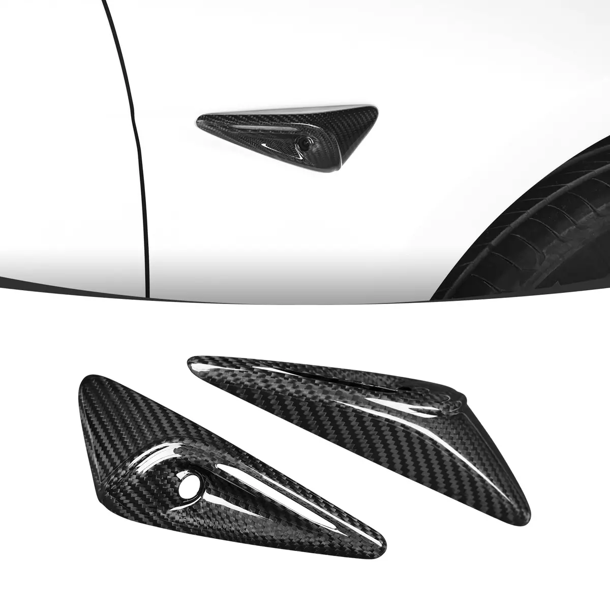 Full Side Camera Covers For Tesla Model 3 / Y - Carbon Fiber Exterior Mods 1
