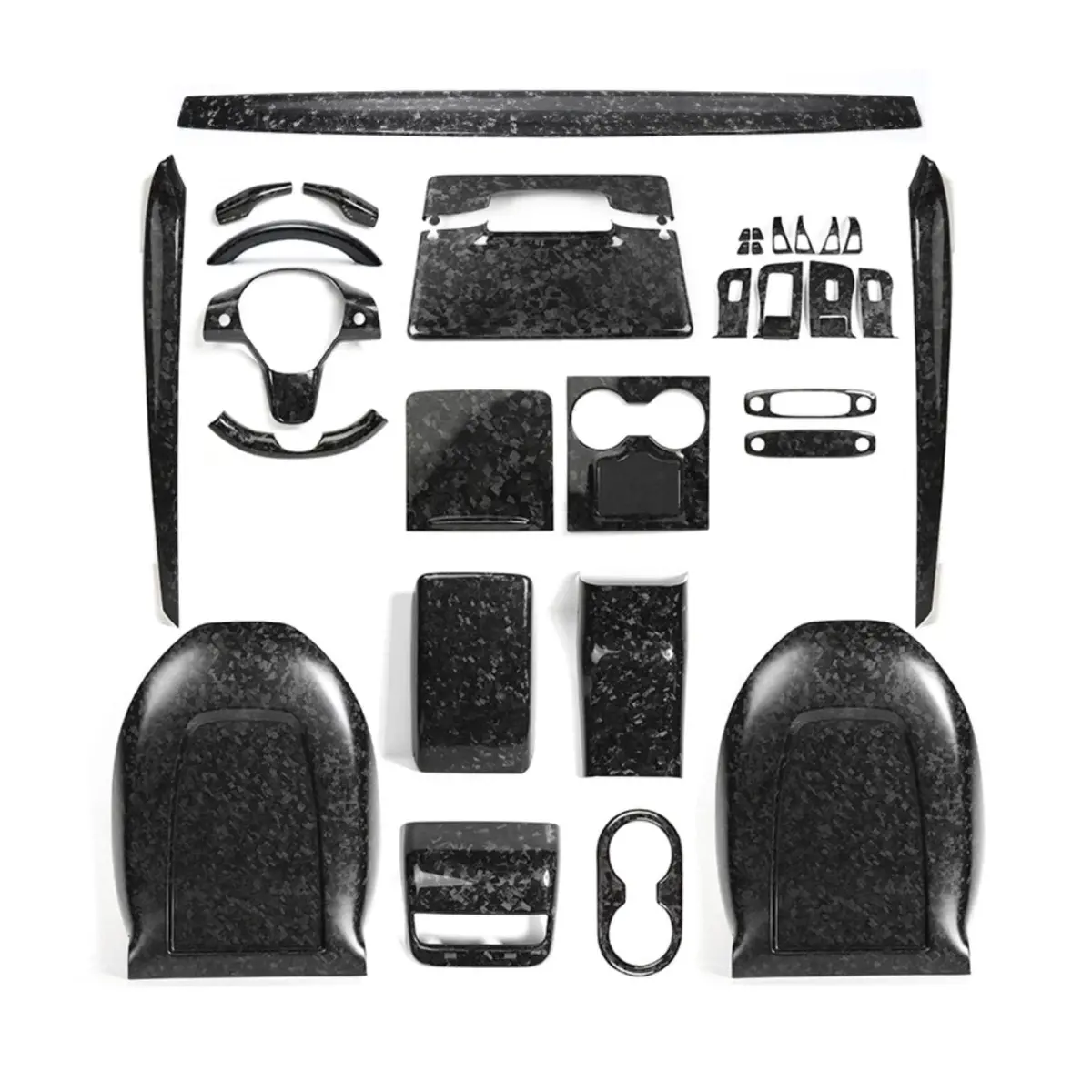 Genuine Forged Carbon Fiber Interior Mods Wrap Kit For Tesla Model 3 / Y 1