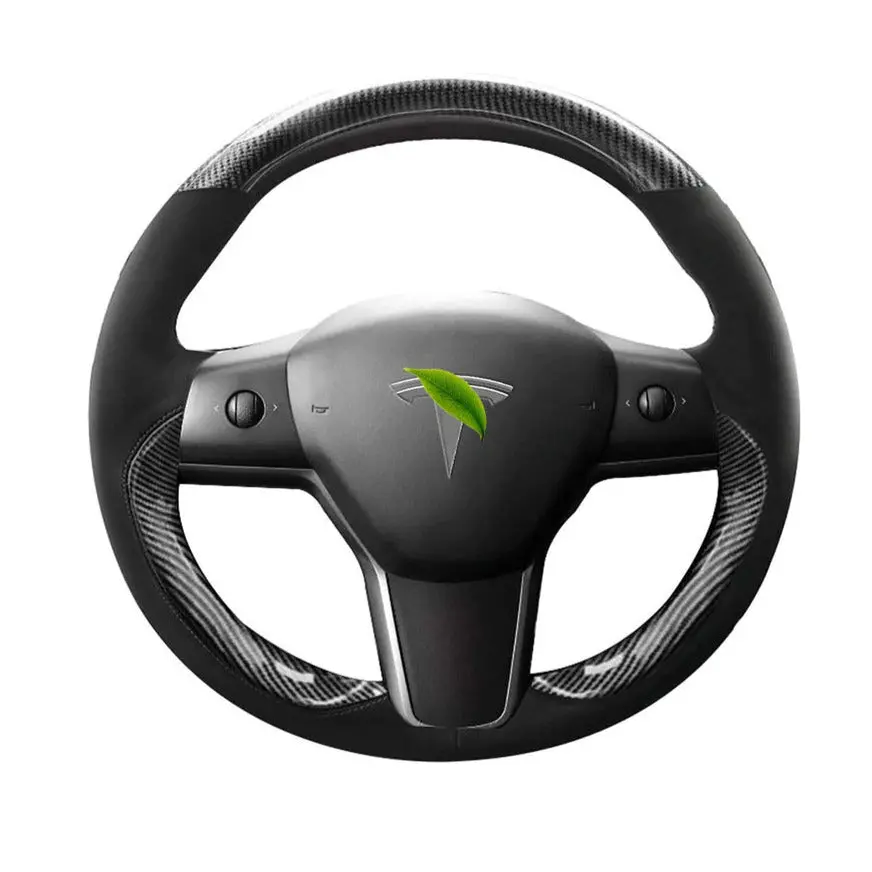 Genuine Leather Steering Wheel Cover For Tesla Model 3 / Model Y 1