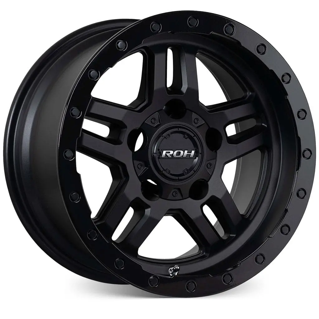Roh Alloy Hammer Matt Black W/Gloss Lip & Anodised Bolts Wheel 1
