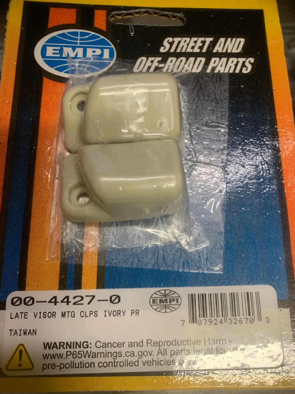 Sun Visor Clips, Ivory Beetle 1968-79 1