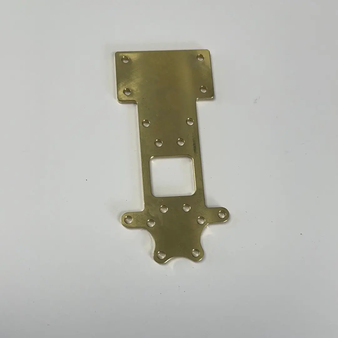 61041 Brass Transmission Riser Plate W/ Breakout Wheelie Bar Tab 1