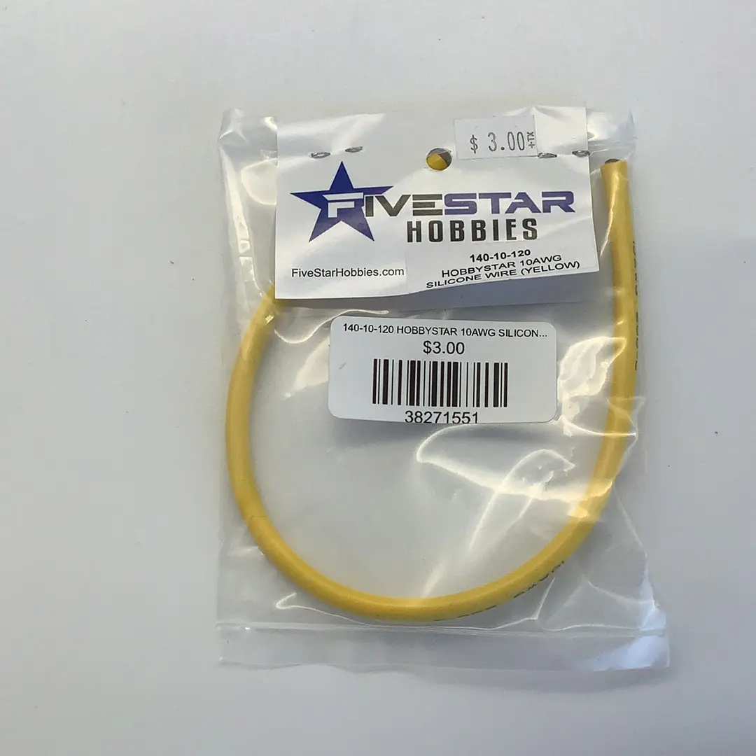 140-10-120 10Awg Silicone Wire (Yellow) (12In) 1