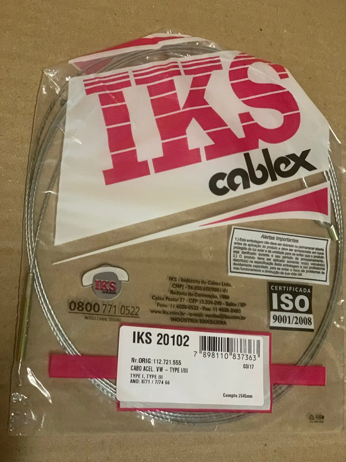Accelerator Cable, Beetle/Ghia 1971-79 1