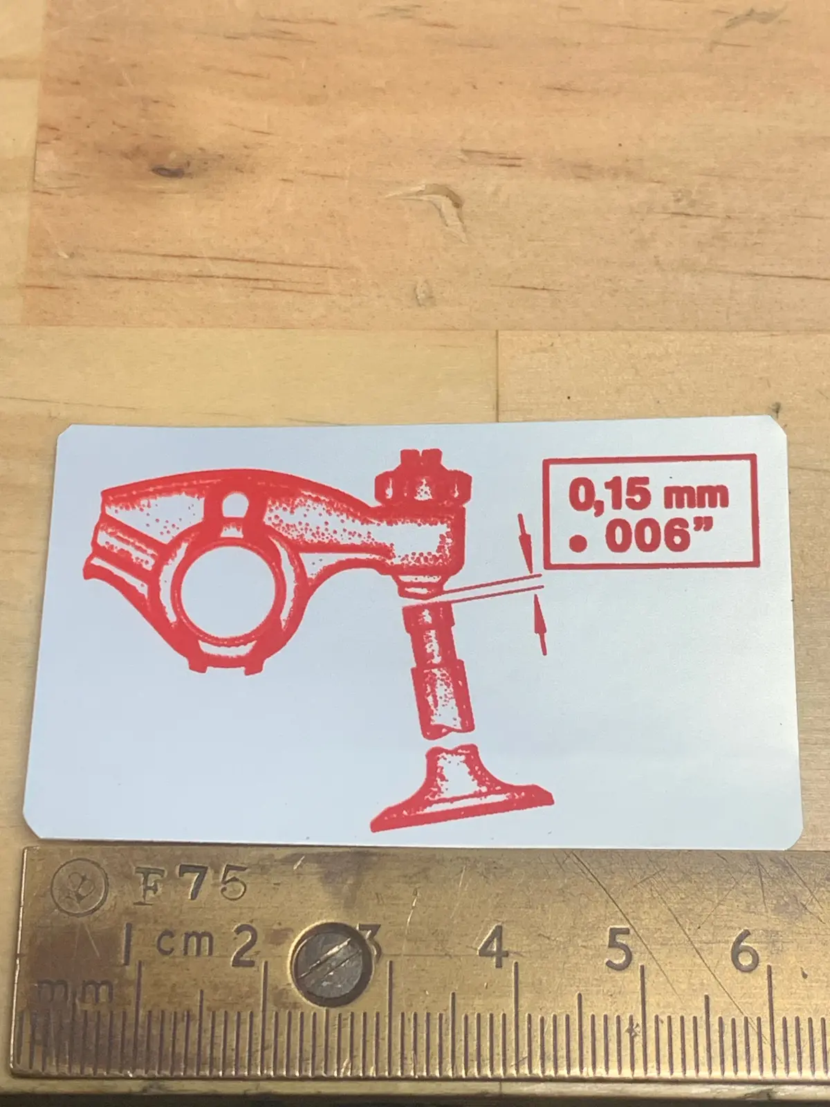 Valve Setting Sticker 1