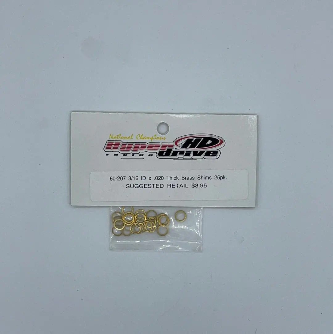60-207 3/16" Id X .020 Thick Brass Shims 25Pk 1