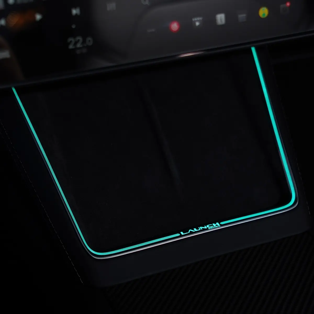 Laser-Carved Ambient Light For Model Y Juniper Wireless Charging Port | Tesery 1