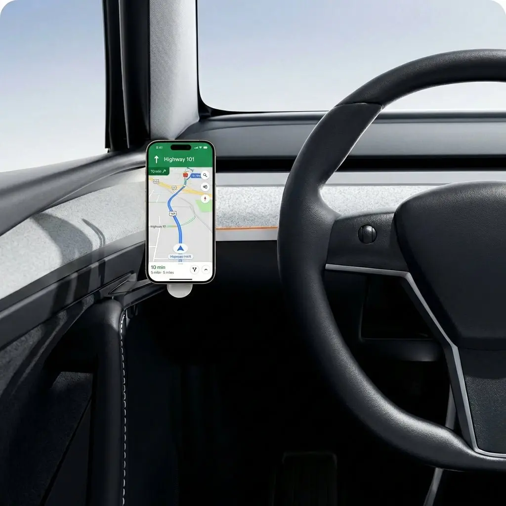 Magnetic Driver Side Door Phone Mount For Tesla Model 3 Highland & Model Y Juniper 1