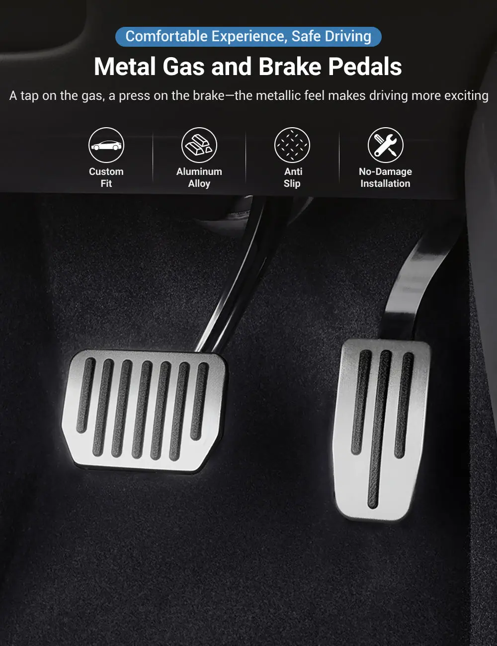 Metal Gas And Brake Pedal For Tesla Model S/X 2017-2021 1