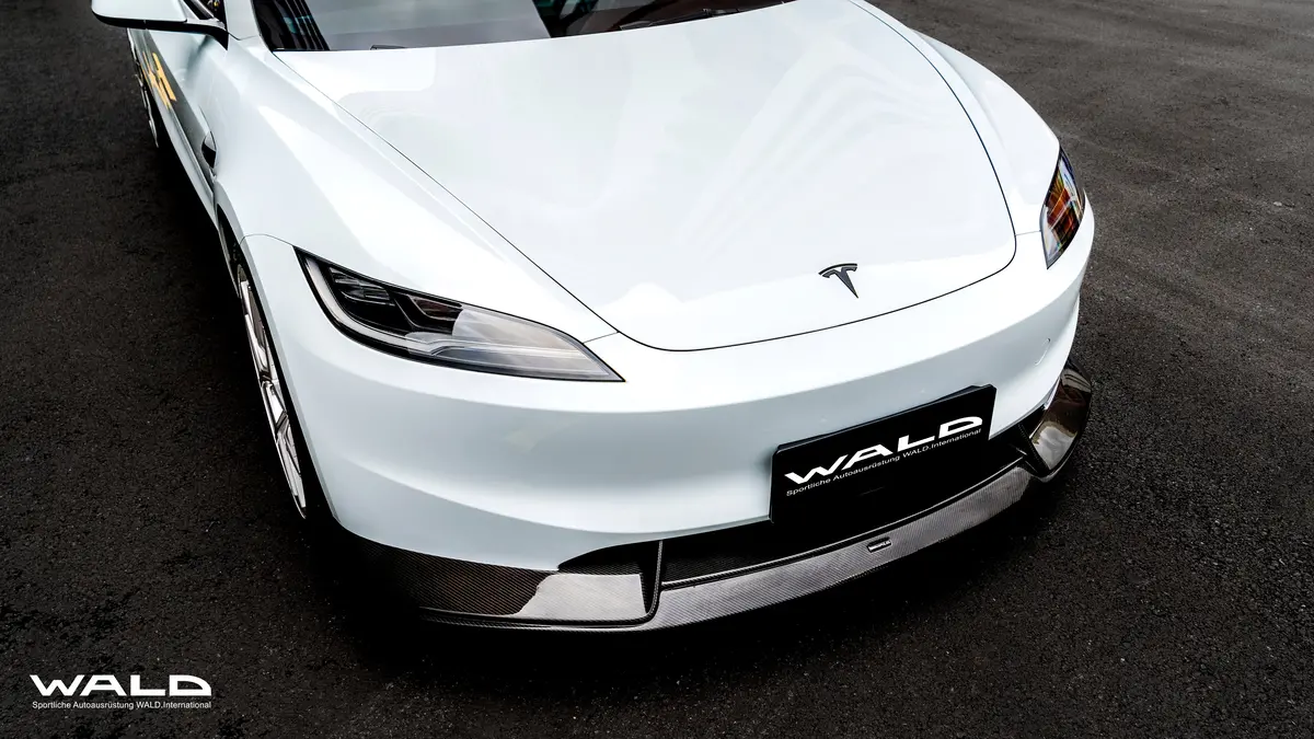 Wald Dry Carbon Fiber Front Lip Spoiler For Tesla Model 3 Highland 2023+ 1