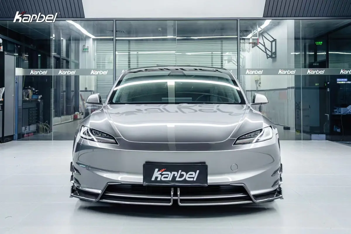 Karbel Dry Carbon Fiber Front Lip Spoiler For Tesla Model 3 Highland 2023+ 1