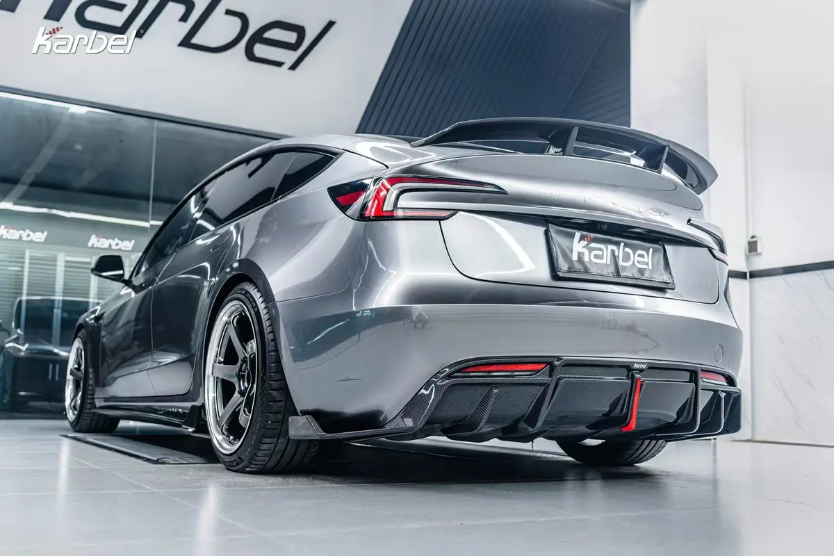 Karbel Dry Carbon Fiber Rear Diffuser For Tesla Model 3 Highland 2023+ 2