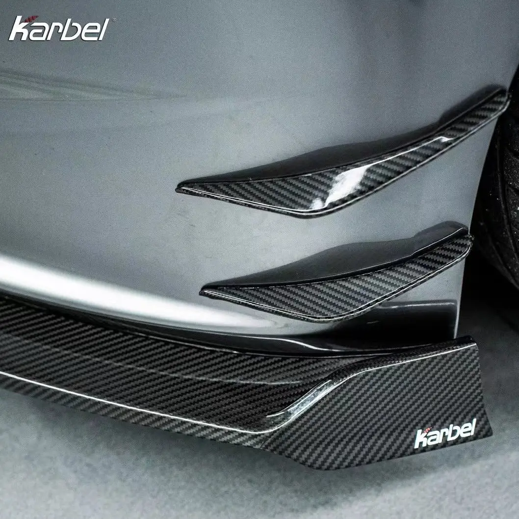 Karbel Dry Carbon Fiber Front Bumper Canards For Tesla Model 3 Highland 2023+ 1