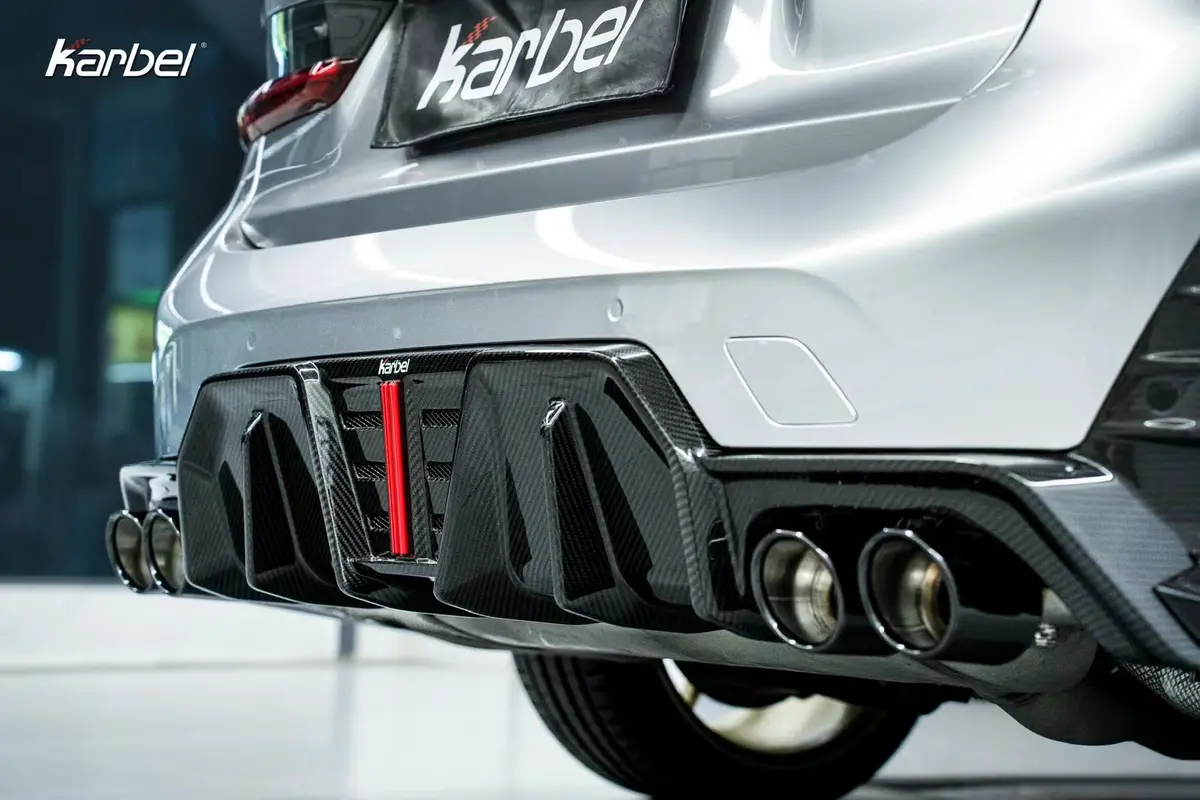 Karbel Carbon Dry Carbon Fiber Rear Diffuser W/ Led Ver. 2 For Bmw 3-Series G20 Lci 2022+ 1