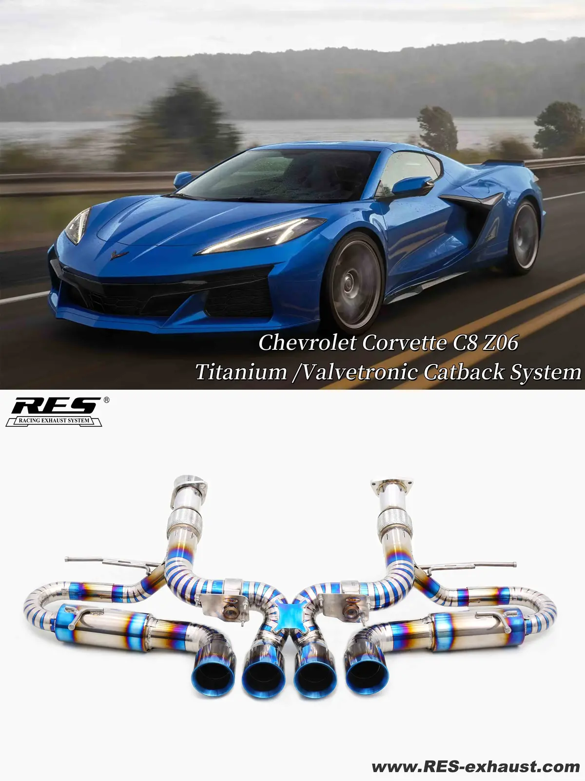 Res Exhaust Valvetronic Muffler System For Chevrolet Corvette C8 2020+ 2