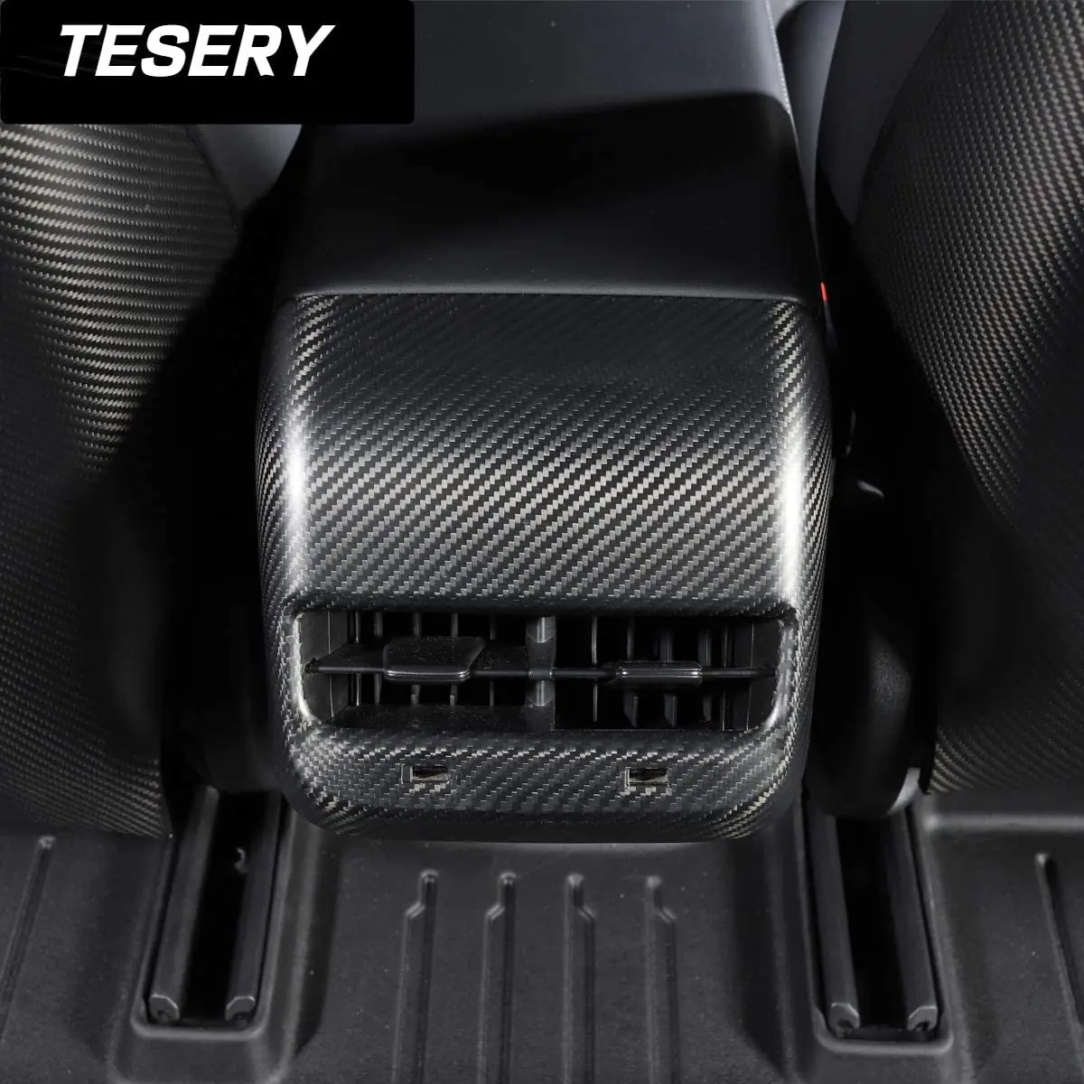 Model 3 / Y Backseat Air Vent Cap Cover - Carbon Fiber Interior Mods 1