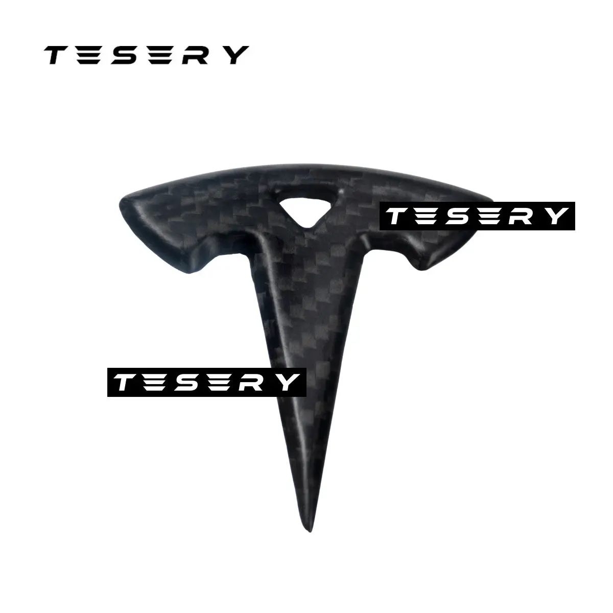 Model 3 / Y Steering Wheel Logo Cover - Carbon Fiber Interior Mods 1