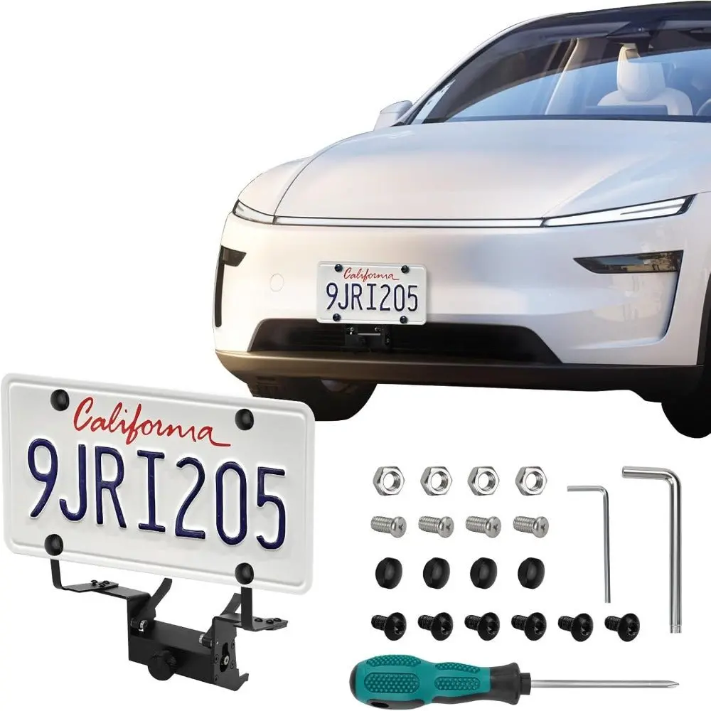 Model Y Juniper Front License Plate Holder | No-Drill, Anti-Theft Aluminum 1