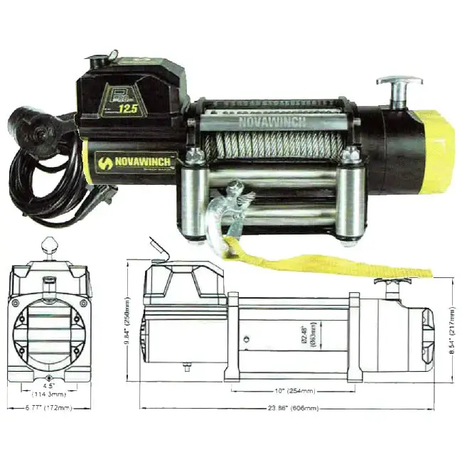 Novawinch Pro 12.5 5680Kg (12500Lb), 12 Volt Winch, Synthetic Rope 1