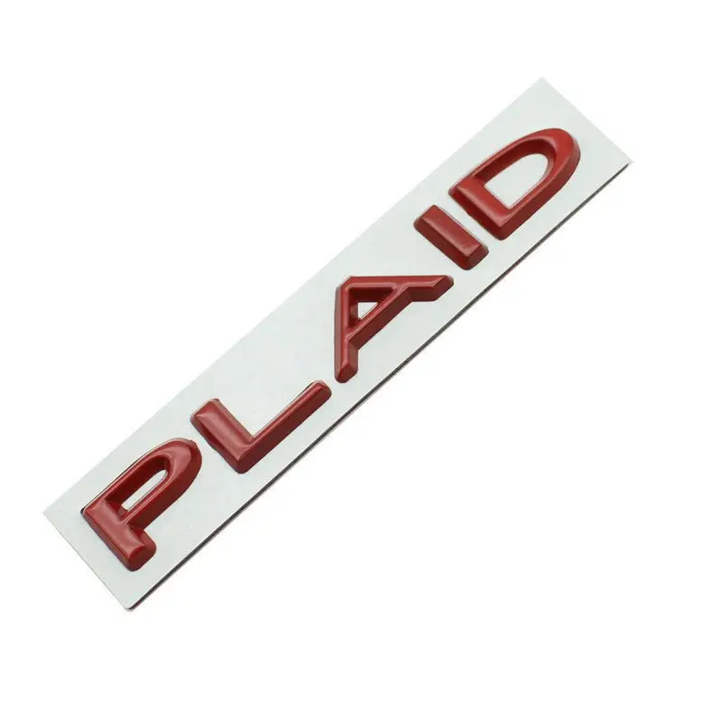 Plaid Letter Badge Emblem | Premium Alloy | 3M Adhesive | 4 Finishes Available 2