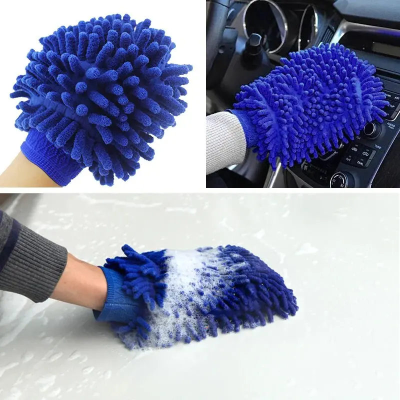 Premium Chenille Car Wash Gloves (2-Pack) | Scratch-Free | Super Absorbent | 3 Colors 3