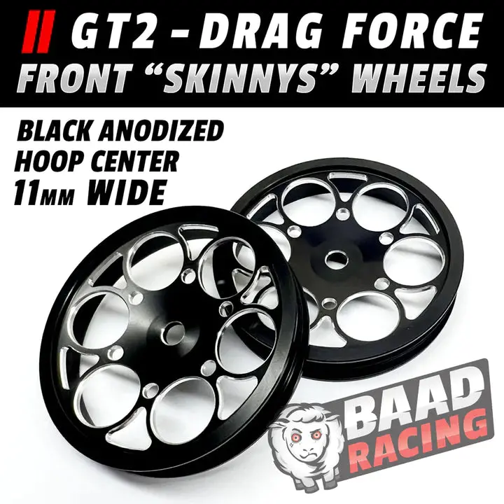Baad01 Gt2 "Skinnys" - Glue Type Front Wheels - Hoop Centers - Black 1