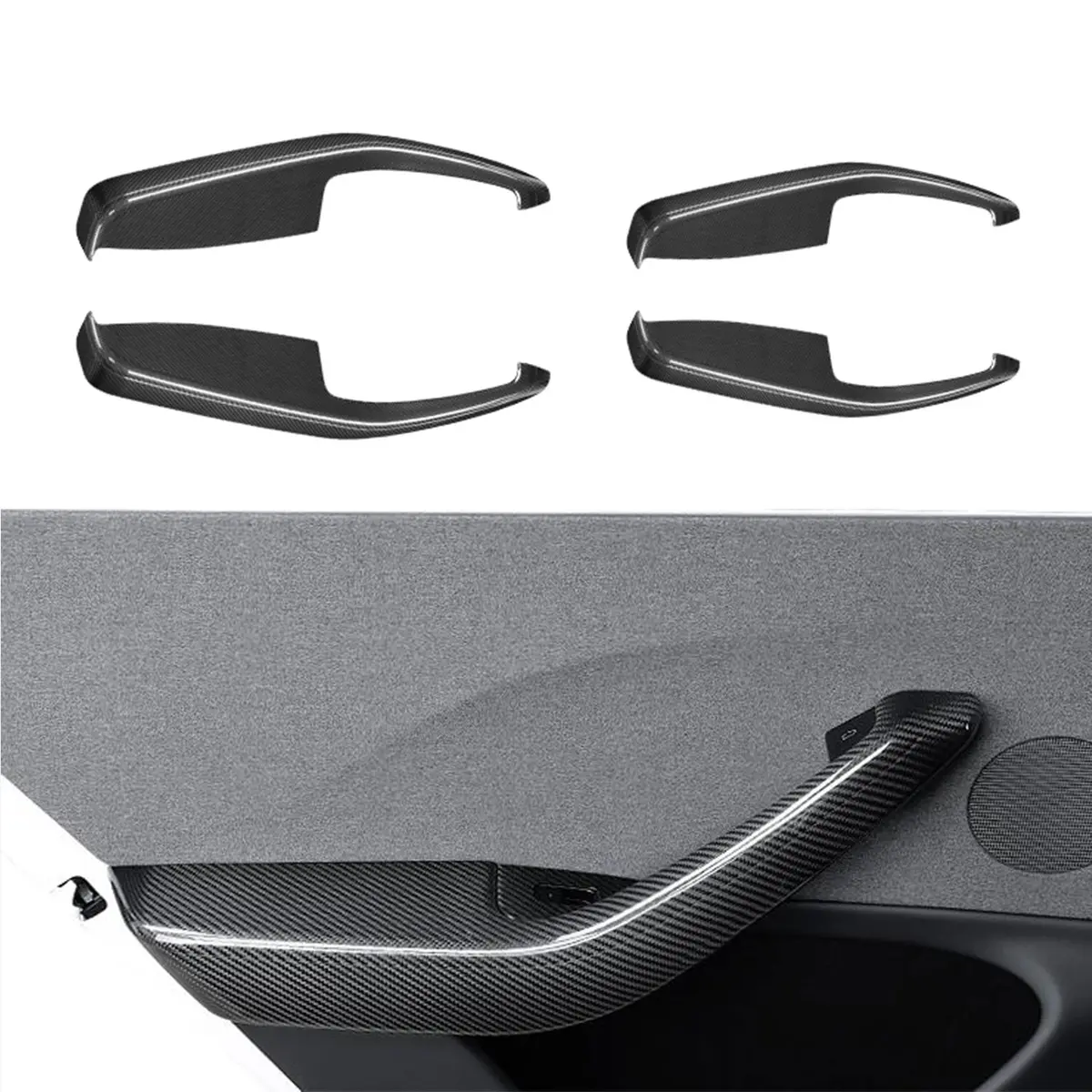 Real Dry Carbon Fiber Door Armrest Cover Overlays For Model 3 Highland 1