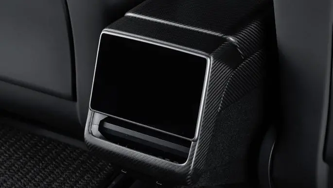 Real Dry Carbon Fiber Rear Screen Trim Frame Overlay For Model 3 Highland 1