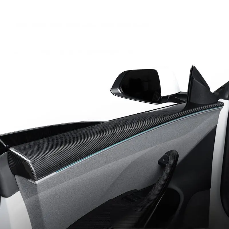 Real Dry Carbon Fiber Upper Door Trim Panel Overlay For Model 3 Highland / Model Y Juniper 1