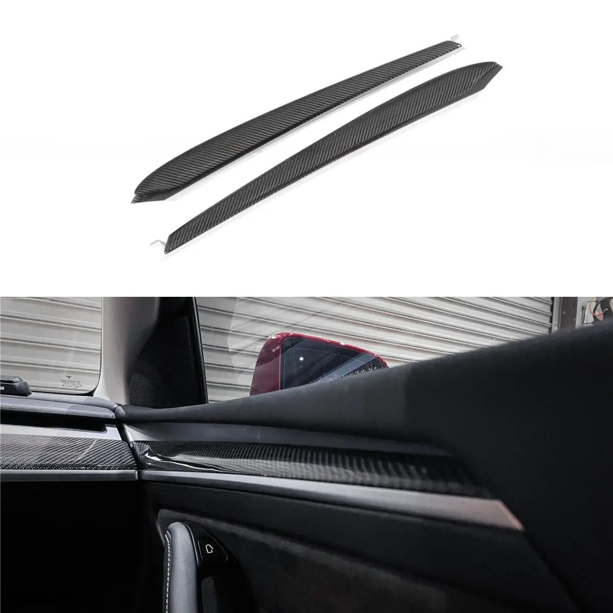 Repalcement Real Carbon Fiberdoor Trim Panel For Model 3/Y 1