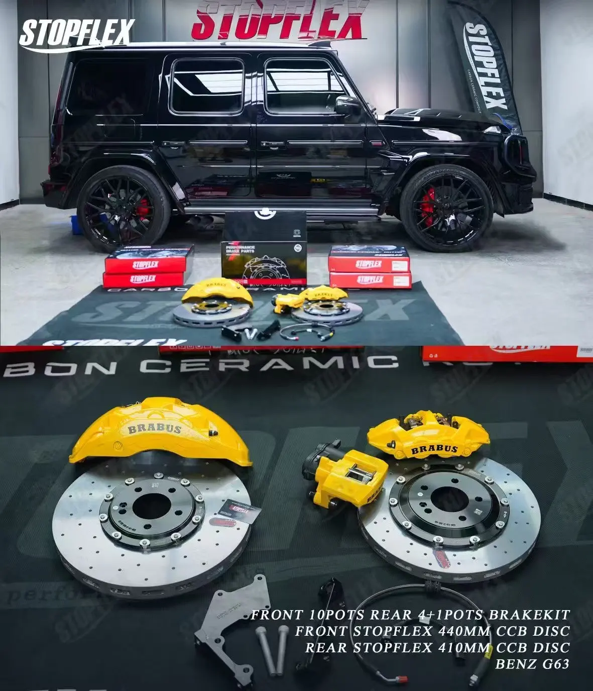Akebono 10 Pot X Stopflex Carbon Ceramic Discs Full Brake Kit For Mercedes-Benz G-Class G63 W463 / W463a / W464 2